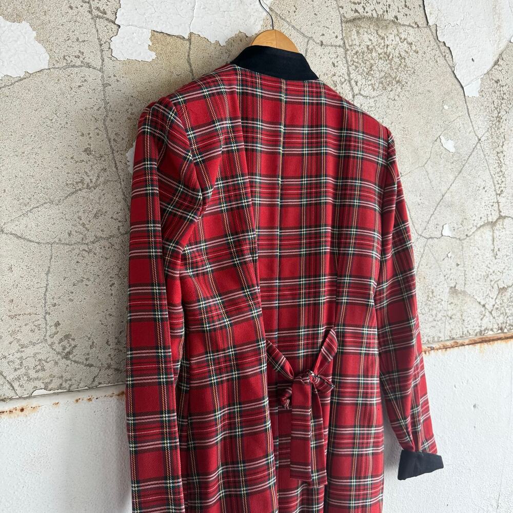 Vtg Orvis Dress Red Tartan Plaid Maxi Button Front Tie Back Womens 6 Made in USA - Picture 6 of 8